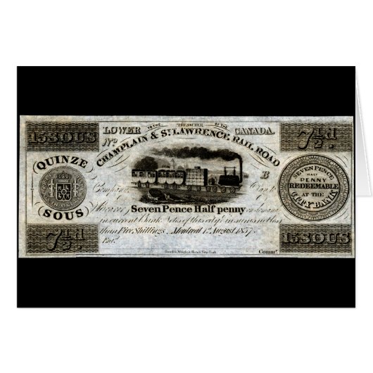 1837 Canadian Railroad Currency (Front Horizontal)