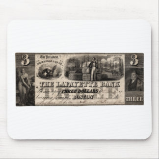 1837 Lafayette Bank Three Dollar Note Mouse Pad