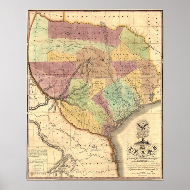 1837 Map of the Republic of Texas Poster (Front)