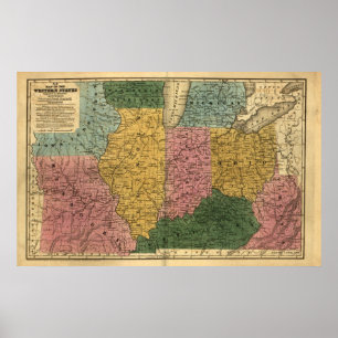 1839 Map of the Western United States (back then) Poster