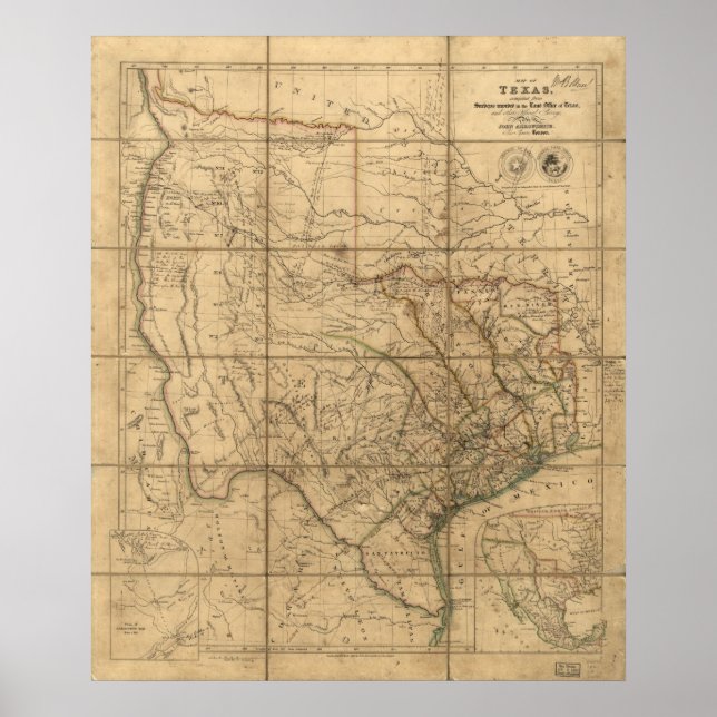 1841 Map of the Republic of Texas Poster (Front)