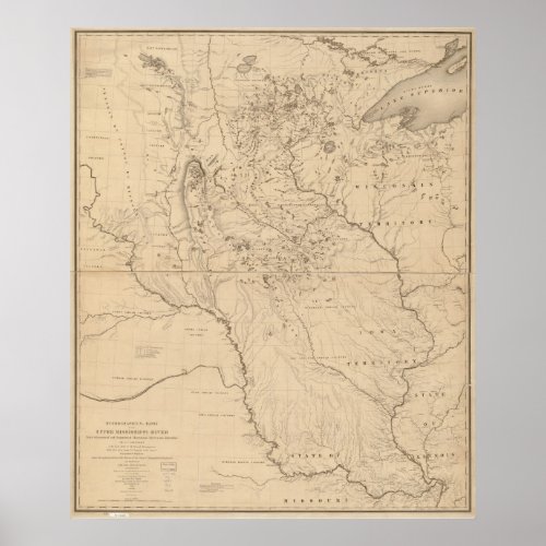 1843 Map of Mississippi River Poster