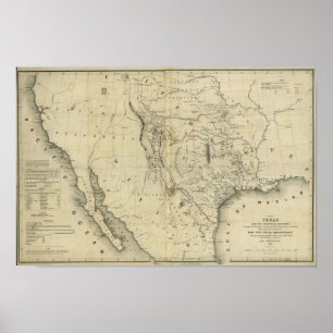 1844  Map of Texas and the Countries Adjacent Poster