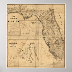 1846 Map of Florida Poster