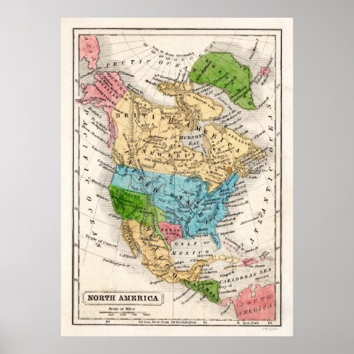 1846 North America Map with Republic of Texas Poster