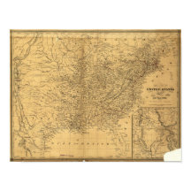 1847 Antique Rail Map of the United States
