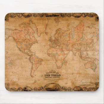 1847 Antique World Map Mousepad by EarthGifts at Zazzle