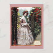 1847 Girl In Gateway Vintage Postcard