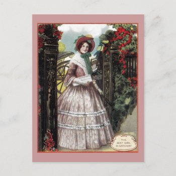 1847 Girl In Gateway Vintage Postcard by vintageamerican at Zazzle