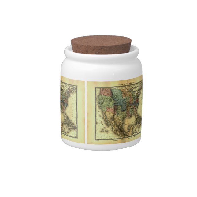 1848 Thunot Duvotenay Map:  Etats-Unis & Mexique Candy Jar (Right)