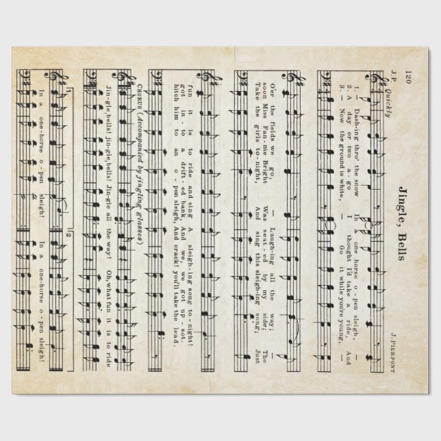 1850 Edition Jingle Bells Holiday Wrapping Paper (Seam)