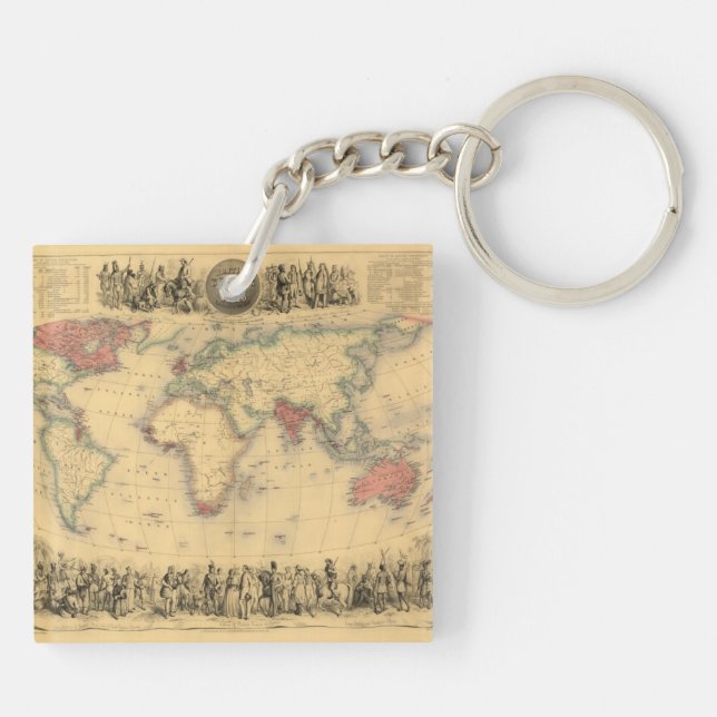1850’s Map of British Empire Throughout the World Keychain (Back)