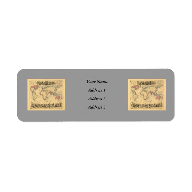 1850’s Map of British Empire Throughout the World Label (Front)