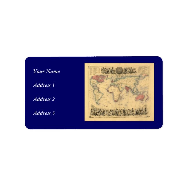 1850’s Map of British Empire Throughout the World Label (Front)