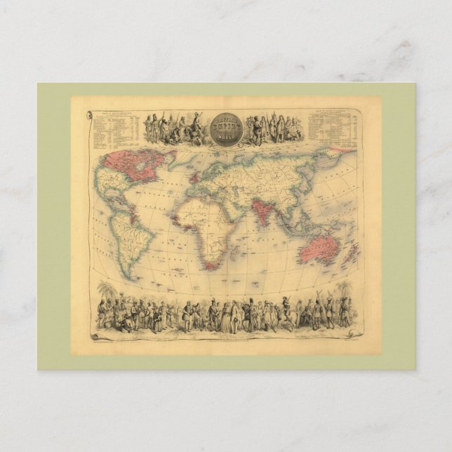 1850’s Map of British Empire Throughout the World Postcard (Front)