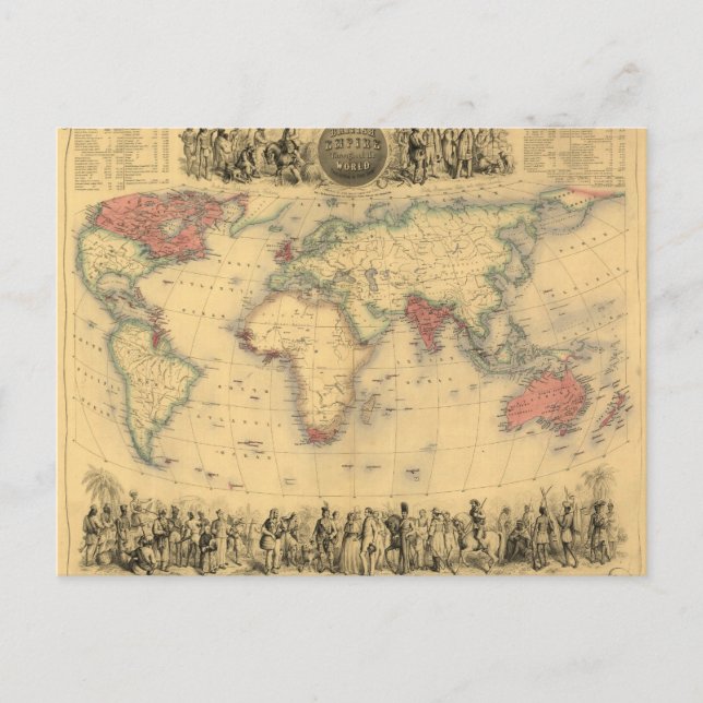 1850’s Map of British Empire Throughout the World Postcard (Front)