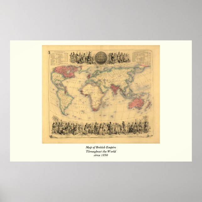 1850’s Map of British Empire Throughout the World Poster (Front)