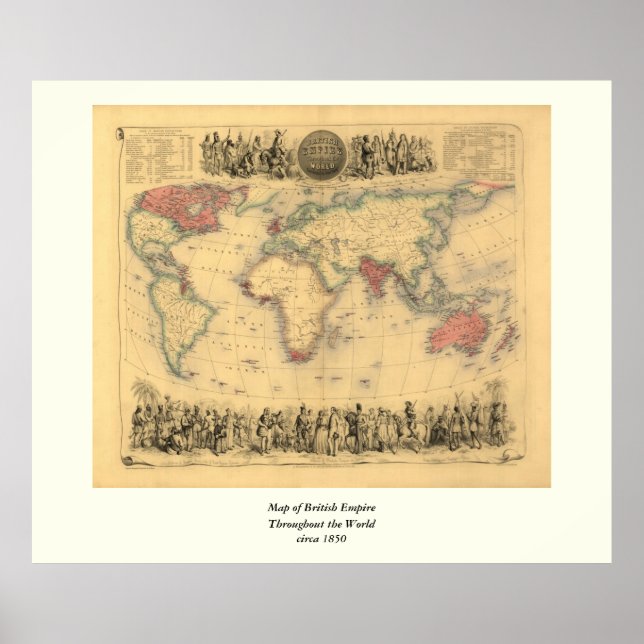 1850’s Map of British Empire Throughout the World Poster (Front)