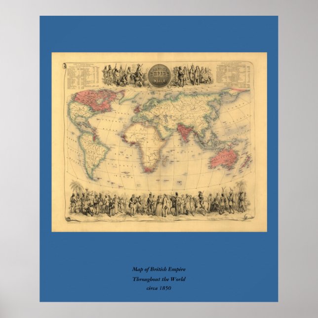 1850’s Map of British Empire Throughout the World Poster (Front)