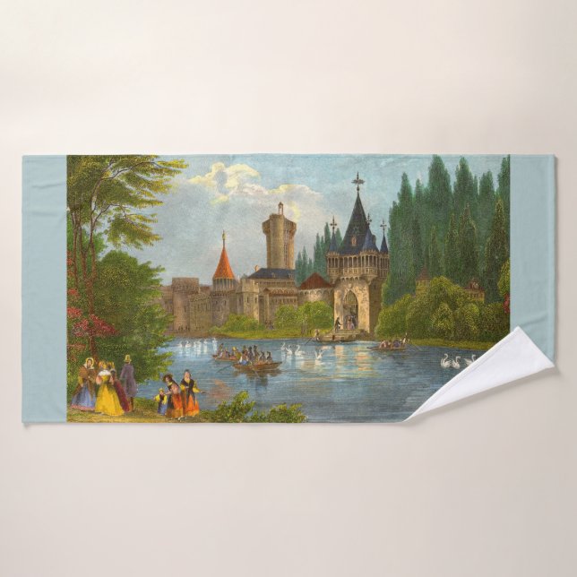 1850s print of Franzenburg Castle Bath Towel (Bath Towel)