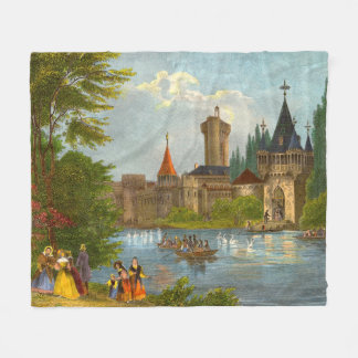 1850s print of Franzenburg Castle Fleece Blanket