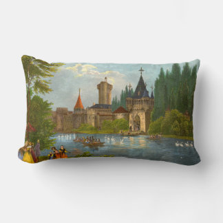 1850s print of Franzenburg Castle Lumbar Pillow