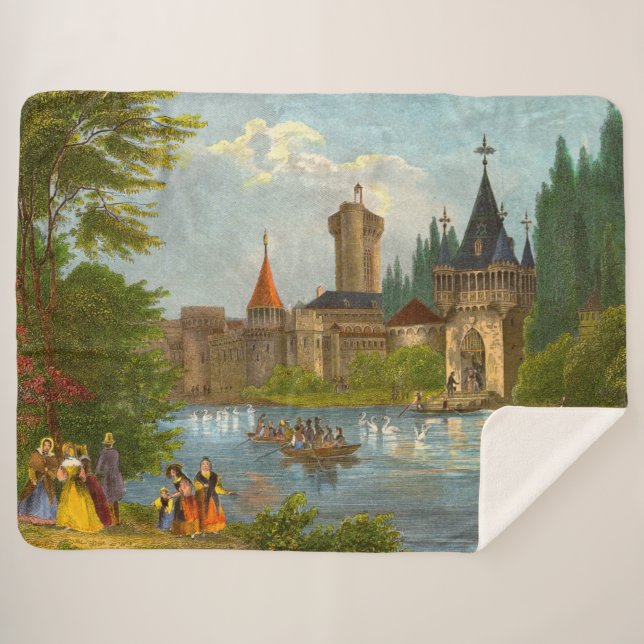 1850s print of Franzenburg Castle Sherpa Blanket (Front (Horizontal))