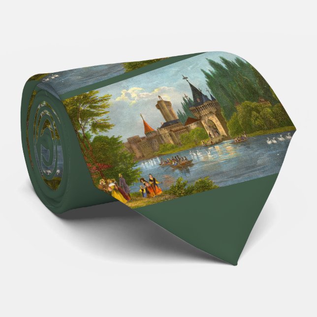1850s print of Franzensburg Castle print Neck Tie (Rolled)