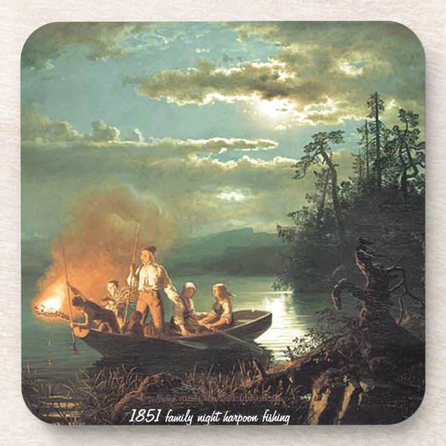 "1851 family night harpoon fishing" beverage coaster (Front)
