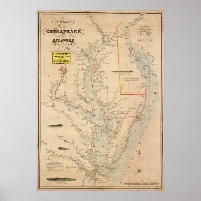 1852 Chart of Chesapeake and Delaware Bays (Front)