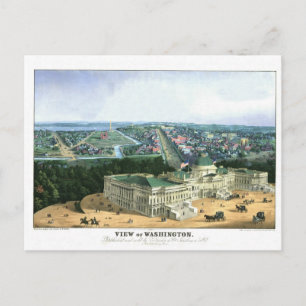 1852 Color Lithograph - View of Washington Postcard