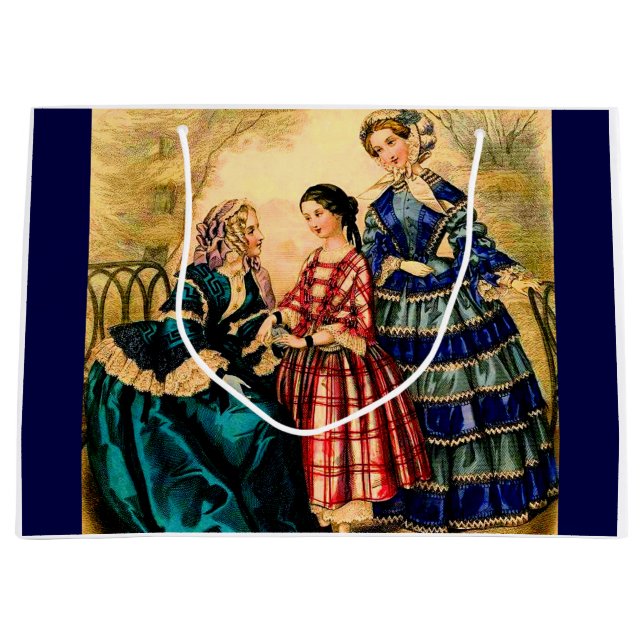1852 French fashion plate print Large Gift Bag (Front)