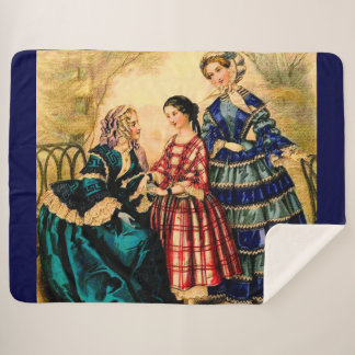 1852 French fashion plate print Sherpa Blanket