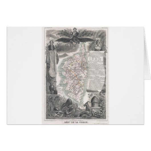 1852 Map of  Corsica Cards (Front Horizontal)