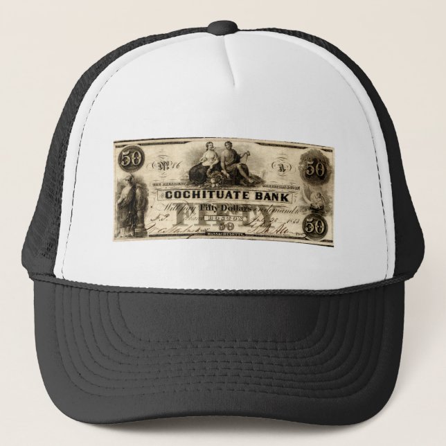 1853 Cochituate Fifty Dollar Note Trucker Hat (Front)