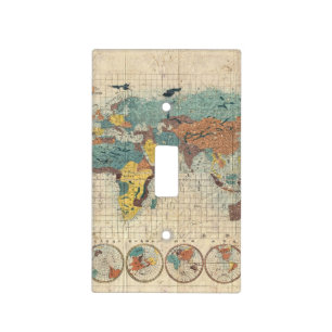 1853 Japanese world map by Suido Nakajima Light Switch Cover
