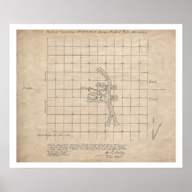 1853 Portland Oregon USGS survey map Poster (Front)