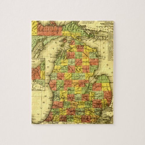 1853 Vivid Map of Michigan Show true allegiance MI Jigsaw Puzzle