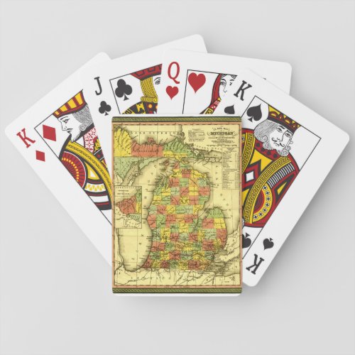 1853 Vivid Map of Michigan Show true allegiance MI Poker Cards