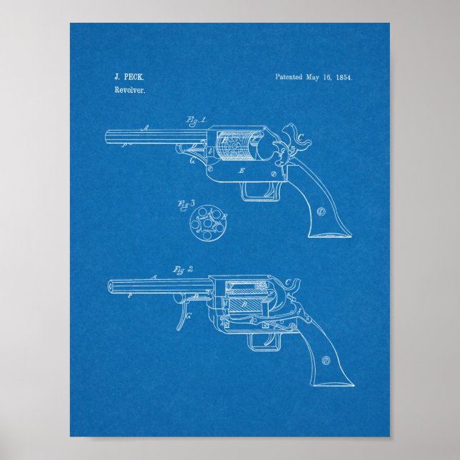 1854 Gun Patent Art Drawing Print (Front)