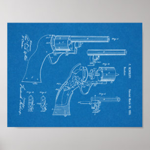 1855 Gun Revolver Patent Art Drawing Print