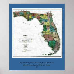 1856 Map of the State of Florida by Columbus Drew Poster