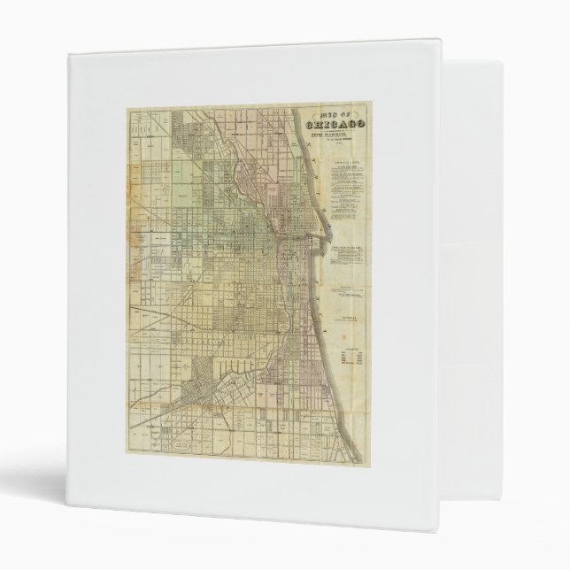 1857 Map of Chicago Illinois 3 Ring Binder (Front/Inside)
