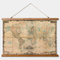 1857 Old Vintage World Map
