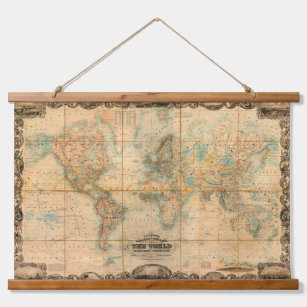 1857 Old Vintage World Map Hanging Tapestry