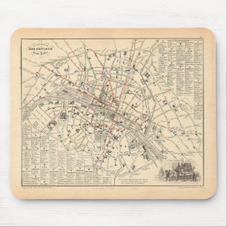 1858 Map: Itineraire des Omnibus dans Paris France Mouse Pad