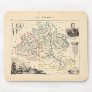 1858 Map of Ariege Department, France Mouse Pad