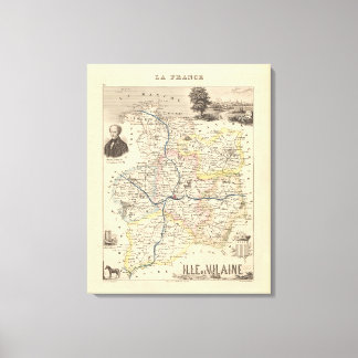 1858 Map of Ille et Vilaine Department, France Pos Canvas Print