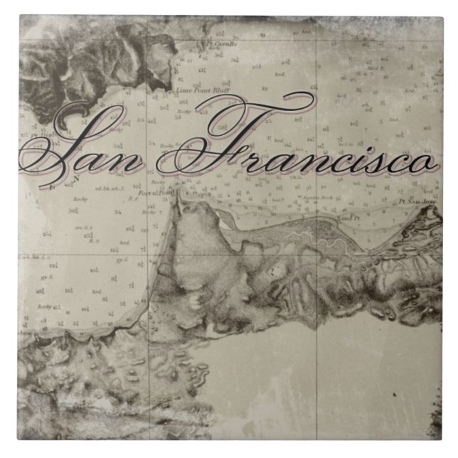 1859 San Francisco Bay Map Ceramic Tile (Front)