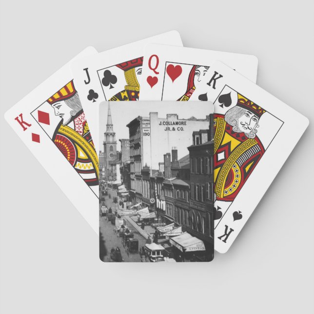 1859:  Traffic and shops on Washington Street Poker Cards (Back)